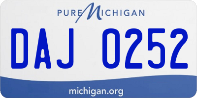 MI license plate DAJ0252