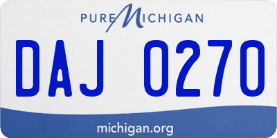 MI license plate DAJ0270