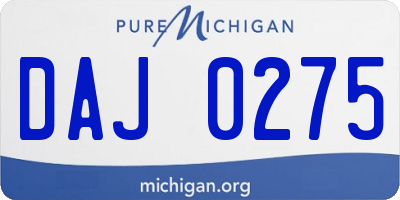 MI license plate DAJ0275