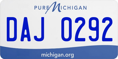 MI license plate DAJ0292