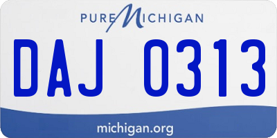 MI license plate DAJ0313