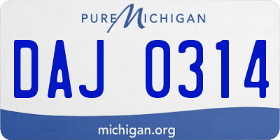 MI license plate DAJ0314