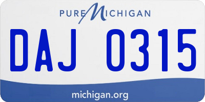 MI license plate DAJ0315