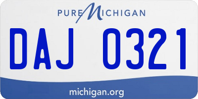 MI license plate DAJ0321