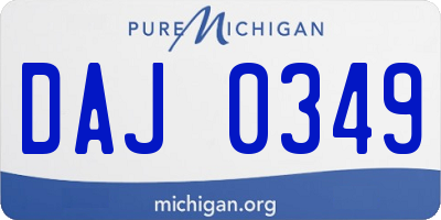 MI license plate DAJ0349