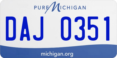 MI license plate DAJ0351