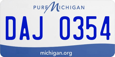MI license plate DAJ0354