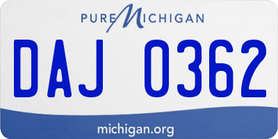 MI license plate DAJ0362