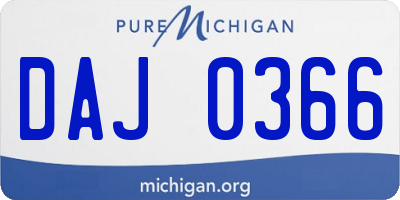 MI license plate DAJ0366