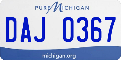 MI license plate DAJ0367