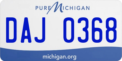 MI license plate DAJ0368