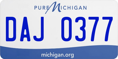 MI license plate DAJ0377