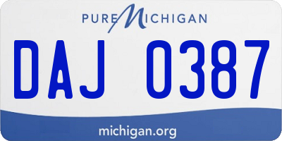 MI license plate DAJ0387