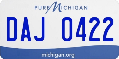 MI license plate DAJ0422
