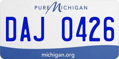 MI license plate DAJ0426