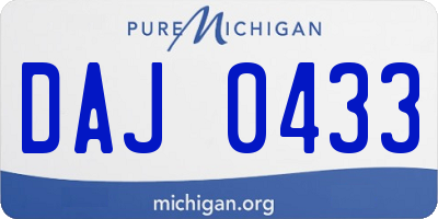 MI license plate DAJ0433