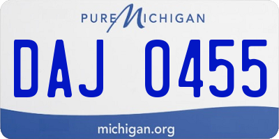 MI license plate DAJ0455