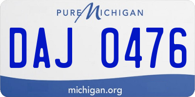 MI license plate DAJ0476