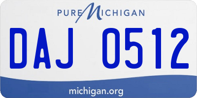 MI license plate DAJ0512