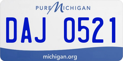 MI license plate DAJ0521