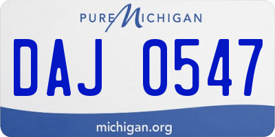 MI license plate DAJ0547
