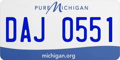 MI license plate DAJ0551