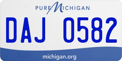 MI license plate DAJ0582
