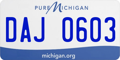 MI license plate DAJ0603