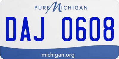 MI license plate DAJ0608
