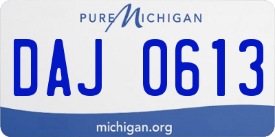 MI license plate DAJ0613