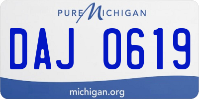 MI license plate DAJ0619