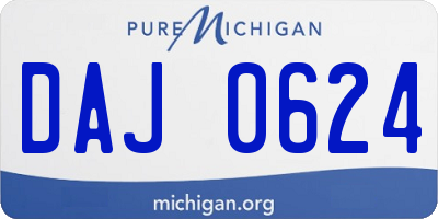 MI license plate DAJ0624