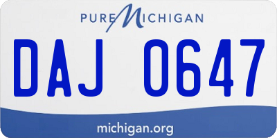 MI license plate DAJ0647