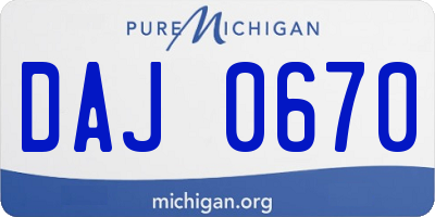 MI license plate DAJ0670