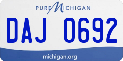 MI license plate DAJ0692