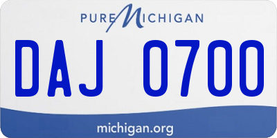 MI license plate DAJ0700