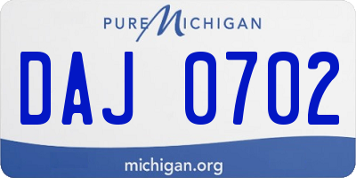 MI license plate DAJ0702