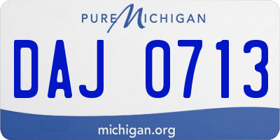 MI license plate DAJ0713