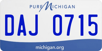 MI license plate DAJ0715