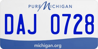 MI license plate DAJ0728