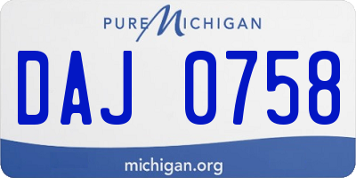 MI license plate DAJ0758