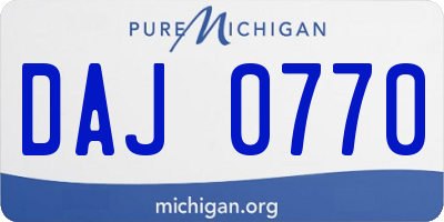 MI license plate DAJ0770