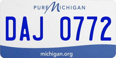 MI license plate DAJ0772