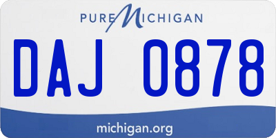 MI license plate DAJ0878