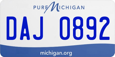 MI license plate DAJ0892