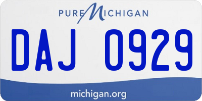 MI license plate DAJ0929