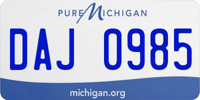 MI license plate DAJ0985