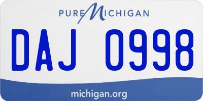 MI license plate DAJ0998