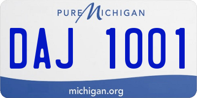 MI license plate DAJ1001