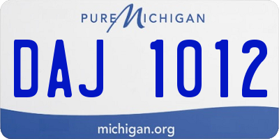 MI license plate DAJ1012